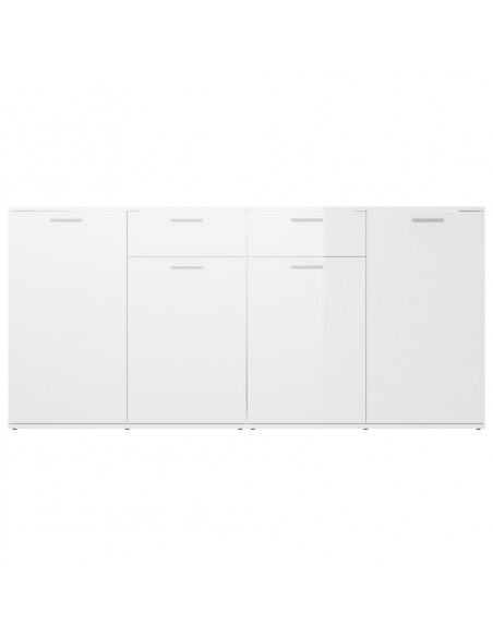 Credenza Bianco Lucido 160x36x75 cm in Legno Multistrato