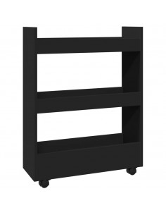 Carrello Portaoggetti Stretto a 3 Livelli Nero in Truciolato 2