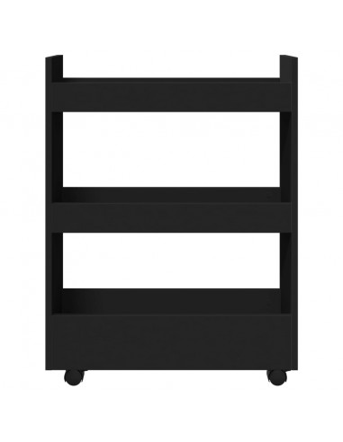 Carrello Portaoggetti Stretto a 3 Livelli Nero in Truciolato
