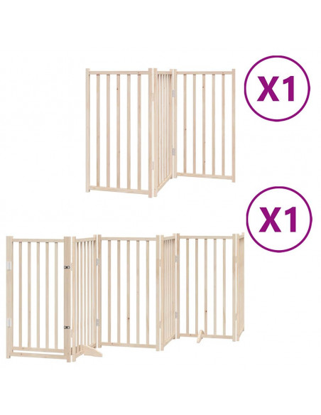 Cancello per Cani con Porta Pieghevole 9 Pannelli 450 cm Pioppo