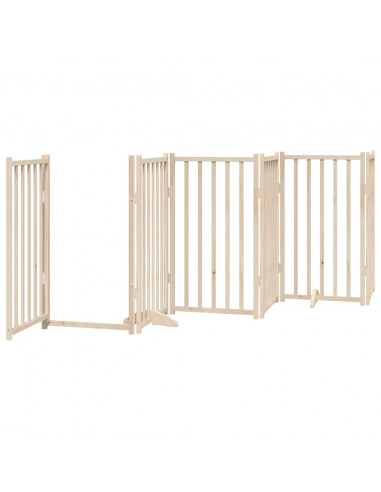 Cancello per Cani con Porta Pieghevole 9 Pannelli 450 cm Pioppo