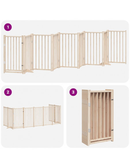 Cancello per Cani con Porta Pieghevole 9 Pannelli 450 cm Pioppo