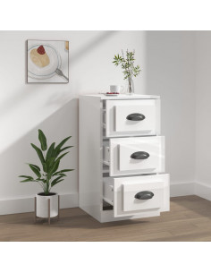 Credenza Bianco Lucido 36x35,5x67,5 cm in Legno Multistrato