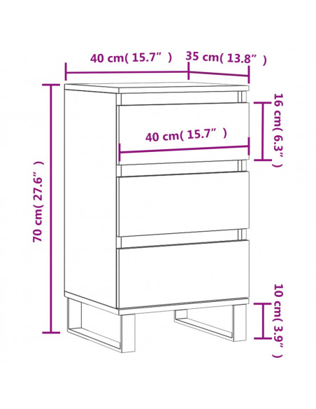 Credenza Bianco Lucido 40x35x70 cm in Legno Multistrato