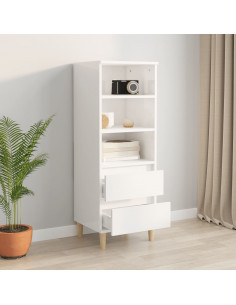 Credenza Bianco Lucido 40x36x110 cm in Legno Multistrato