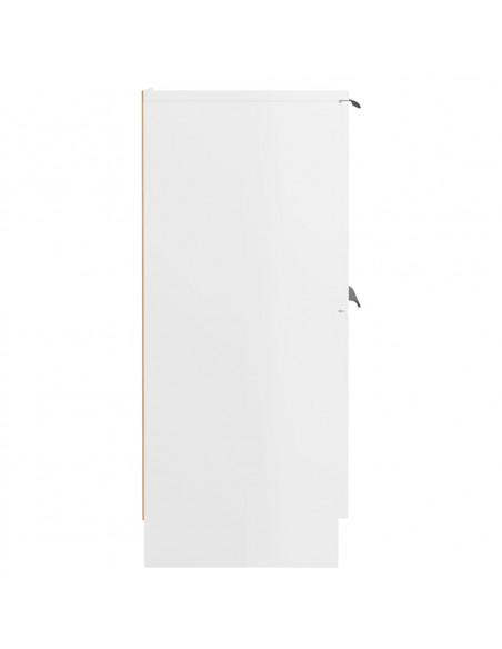 Credenza Bianco Lucido 60x30x70 cm in Legno Multistrato