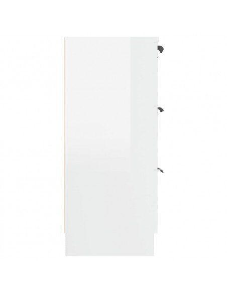 Credenza Bianco Lucido 60x30x70 cm in Legno Multistrato