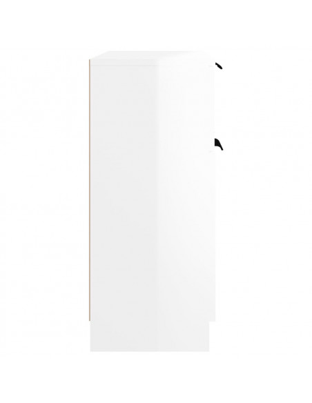 Credenza Bianco Lucido 60x30x70 cm in Legno Multistrato