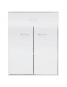 Credenza Bianco Lucido 60x30x75 cm in Legno Multistrato