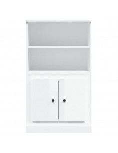 Credenza Bianco Lucido 60x35,5x103,5 cm in Legno Multistrato
