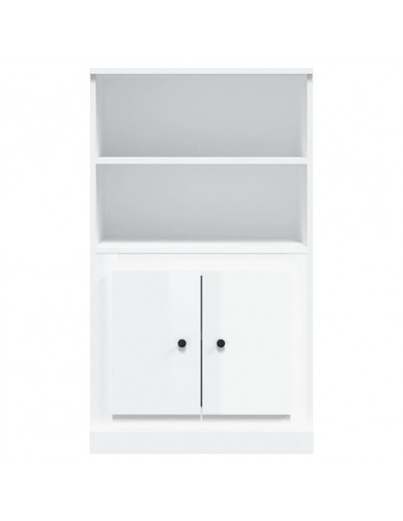 Credenza Bianco Lucido 60x35,5x103,5 cm in Legno Multistrato