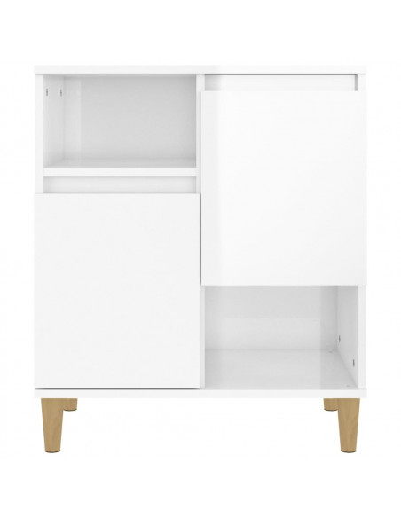 Credenza Bianco Lucido 60x35x70 cm in Legno Multistrato