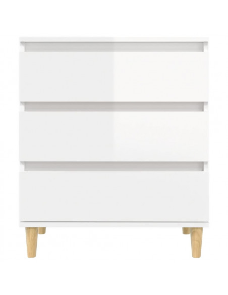 Credenza Bianco Lucido 60x35x70 cm in Legno Multistrato