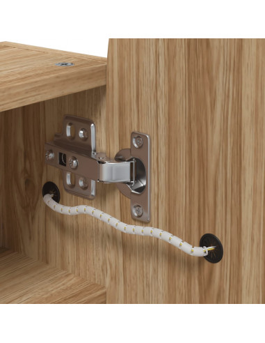 Armadietto Bagno con Specchio e LED ad Arco Rovere 42x13x70 cm