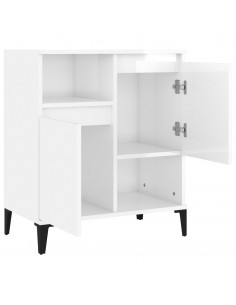 Credenza Bianco Lucido 60x35x70 cm in Legno Multistrato