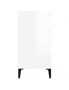Credenza Bianco Lucido 60x35x70 cm in Legno Multistrato
