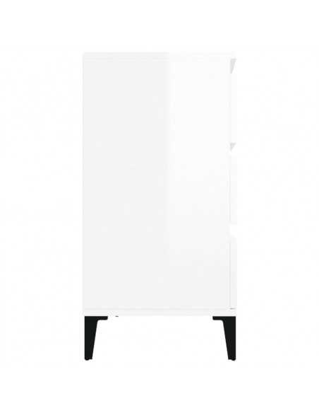 Credenza Bianco Lucido 60x35x70 cm in Legno Multistrato
