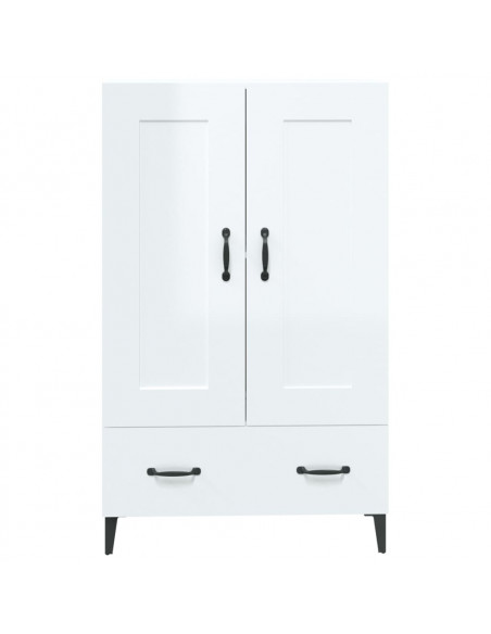 Credenza Bianco Lucido 70x31x115 cm in Legno Multistrato