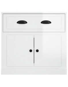 Credenza Bianco Lucido 70x35,5x67,5 cm in Legno Multistrato