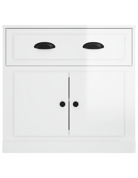 Credenza Bianco Lucido 70x35,5x67,5 cm in Legno Multistrato