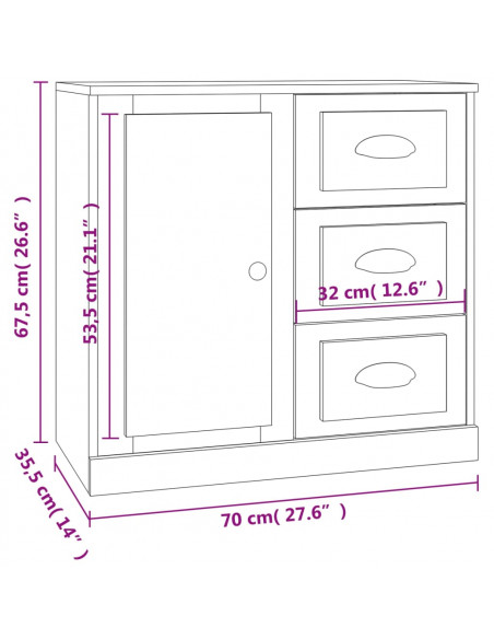 Credenza Bianco Lucido 70x35,5x67,5 cm in Legno Multistrato