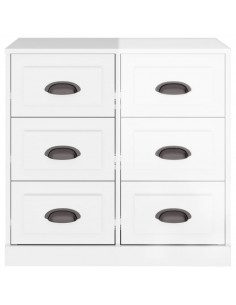 Credenza Bianco Lucido 70x35,5x67,5 cm in Legno Multistrato