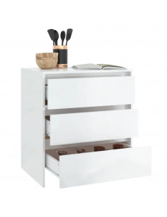 Credenza Bianco Lucido 70x41x75 cm in Truciolato