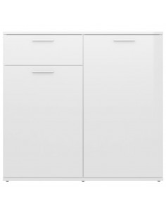 Credenza Bianco Lucido 80x36x75 cm in Legno Multistrato