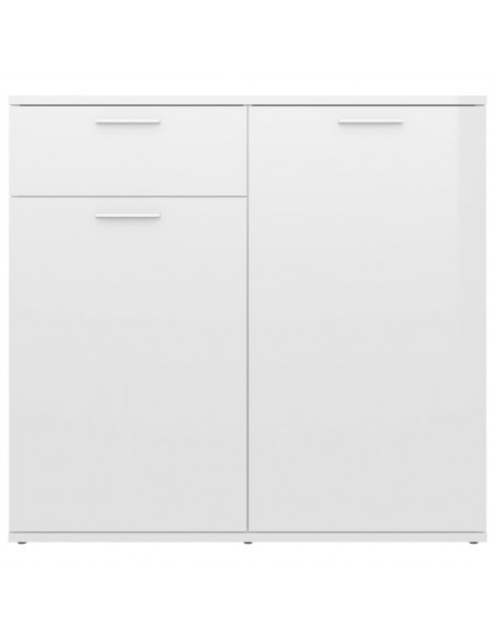 Credenza Bianco Lucido 80x36x75 cm in Legno Multistrato