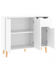 Credenza Bianco Lucido 90x30x72 cm in Legno Multistrato