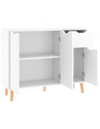 Credenza Bianco Lucido 90x30x72 cm in Legno Multistrato