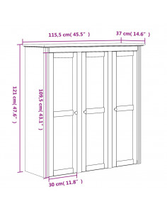 Credenza BODO 115,5x43x200,5 cm Legno Massello di Pino Bianco
