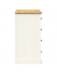 Credenza Cassetti VIGO 113x40x75 cm Legno Massello Pino Bianco