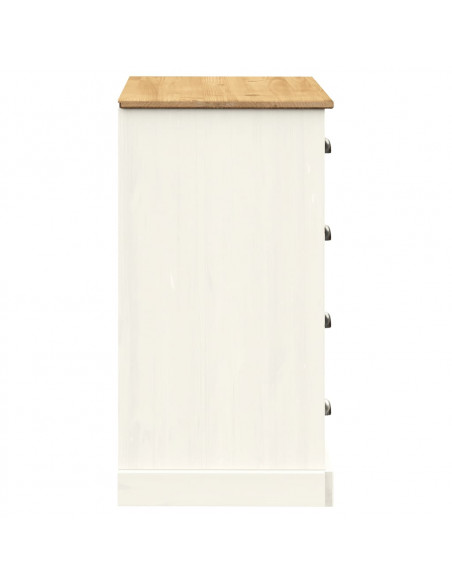Credenza Cassetti VIGO 113x40x75 cm Legno Massello Pino Bianco