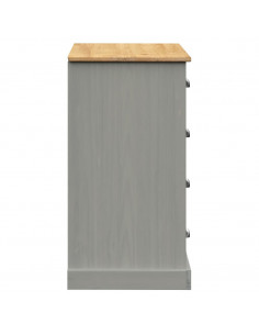 Credenza Cassetti VIGO 113x40x75 cm Legno Massello Pino Grigio