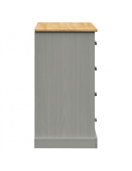 Credenza Cassetti VIGO 113x40x75 cm Legno Massello Pino Grigio