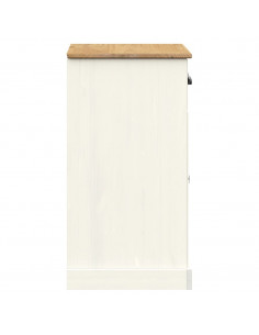 Credenza Cassetti VIGO Bianco 78x40x75 cm Legno Massello Pino