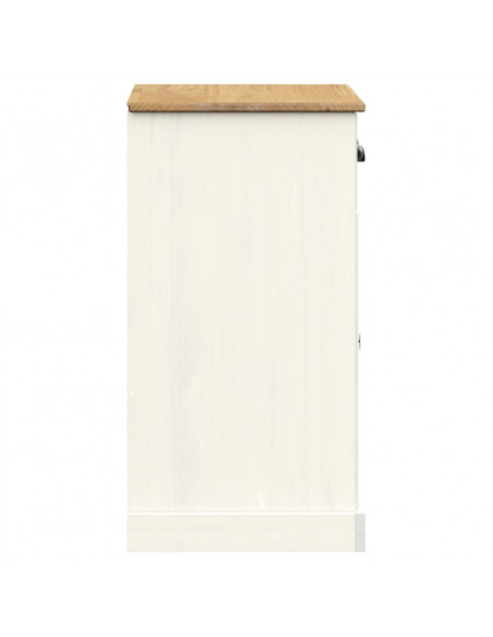 Credenza Cassetti VIGO Bianco 78x40x75 cm Legno Massello Pino