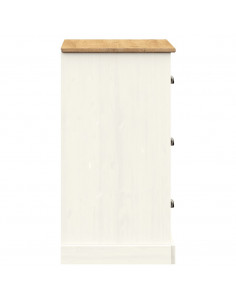 Credenza Cassetti VIGO Bianco 78x40x75 cm Legno Massello Pino