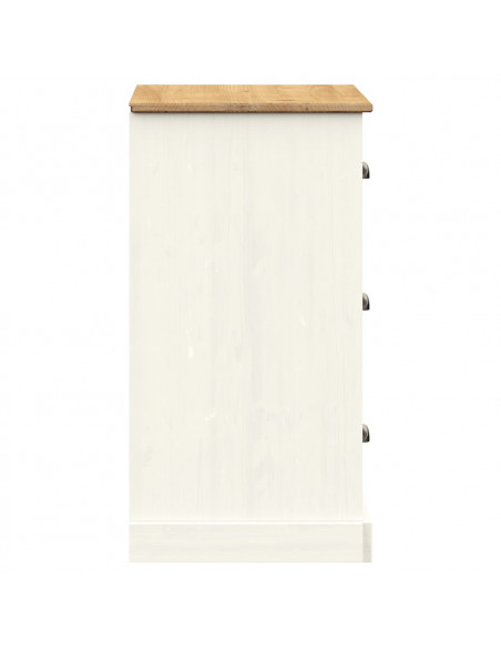 Credenza Cassetti VIGO Bianco 78x40x75 cm Legno Massello Pino