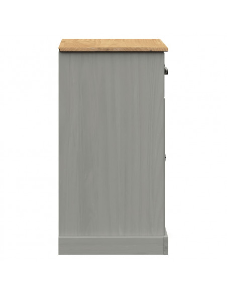 Credenza Cassetti VIGO Grigia 78x40x75 cm Legno Massello Pino