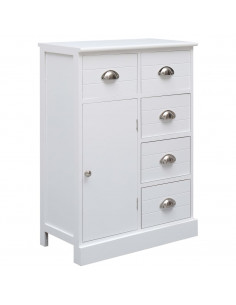 Credenza con 10 Cassetti Bianca 113x30x79 cm in Legno