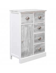 Credenza con 10 Cassetti Grigia 113x30x79 cm in Legno