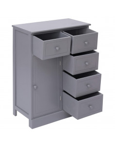 Credenza con 10 Cassetti Grigia 113x30x79 cm in Legno