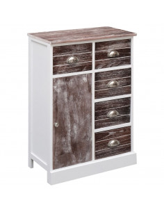 Credenza con 10 Cassetti Marrone 113x30x79 cm in Legno