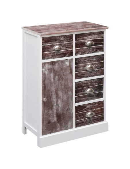 Credenza con 10 Cassetti Marrone 113x30x79 cm in Legno