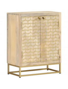 Credenza con 2 Ante 55x30x70 cm in Legno Massello di Mango