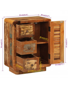 Credenza con 3 Cassetti 55x30x70 cm Legno Massello di Recupero