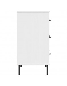 Credenza con 3 Cassetti Bianca 77x40x79,5cm Legno Massello OSLO