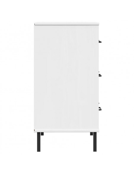 Credenza con 3 Cassetti Bianca 77x40x79,5cm Legno Massello OSLO